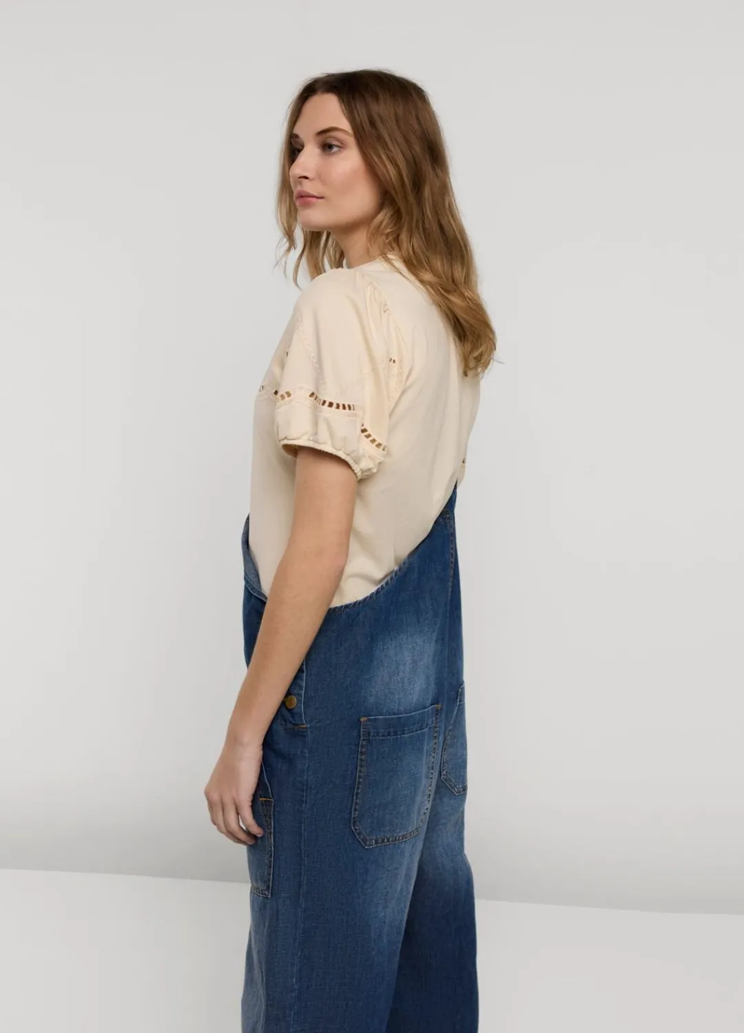 Clearance Summum English Embroidery Jersey Top Creme