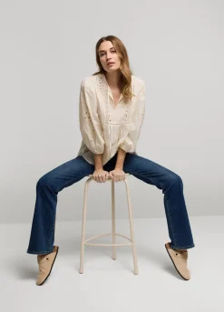 Online Summum English Embroidery Top Creme