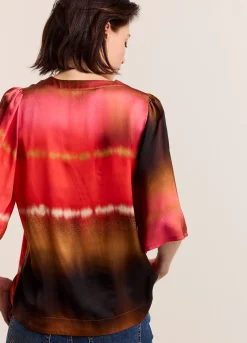 Outlet Summum Faded Top With Butterfly Sleeves Multicolor