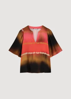 Outlet Summum Faded Top With Butterfly Sleeves Multicolor