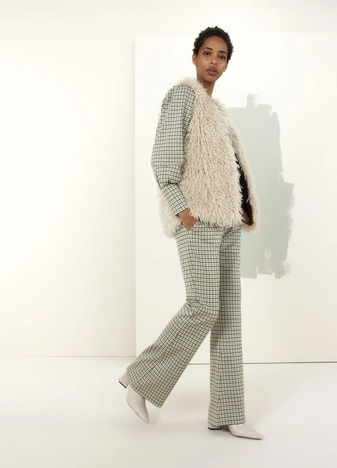 Fashion Summum Faux Fur Gilet Creme