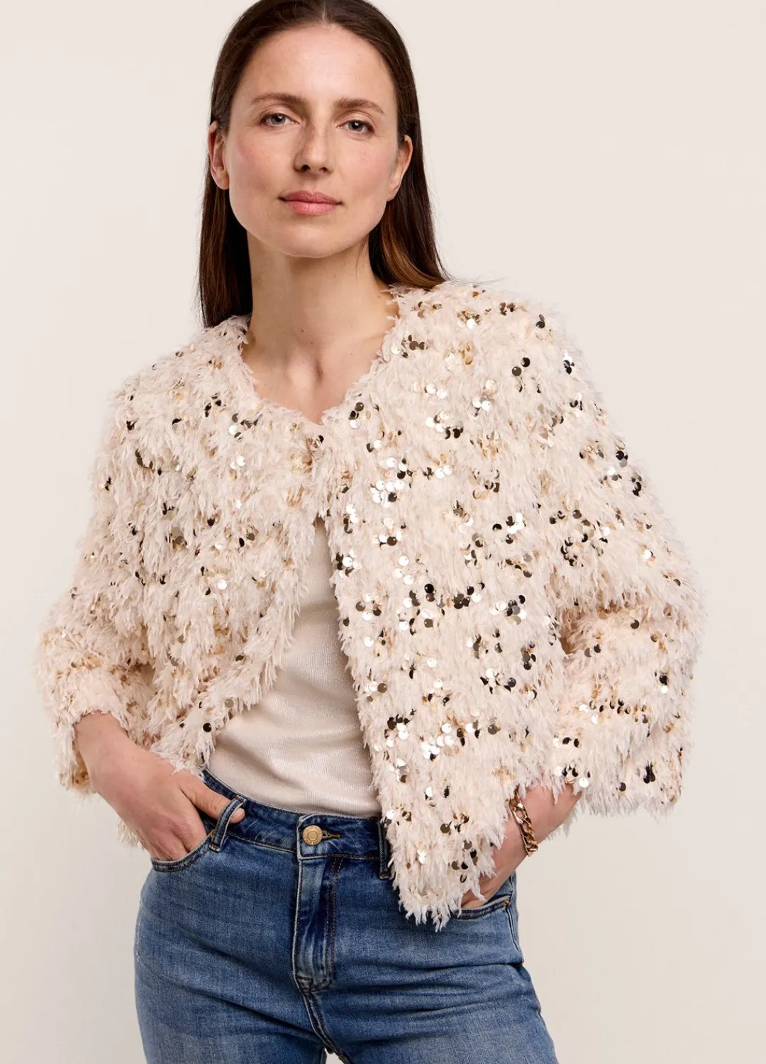 Clearance Summum Festive Short Jacket Creme