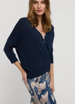 Hot Summum Fine-Knit Cardigan Blue