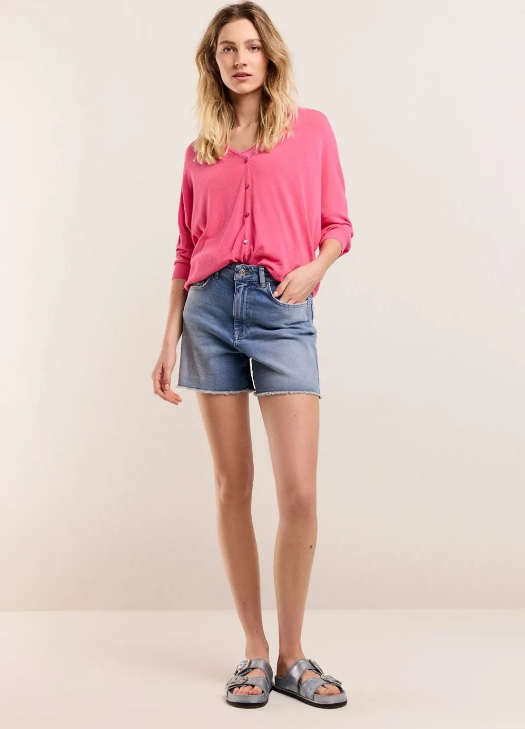 Best Summum Fine-Knit Cardigan Pink