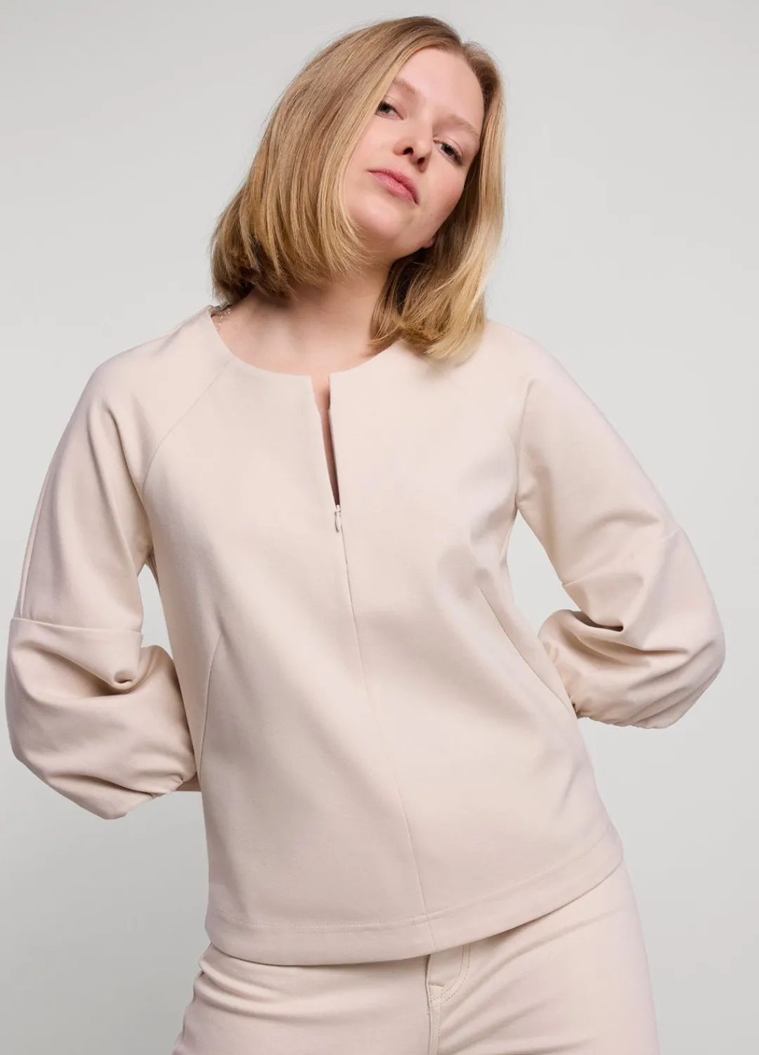 Fashion Summum Fitted Top Creme