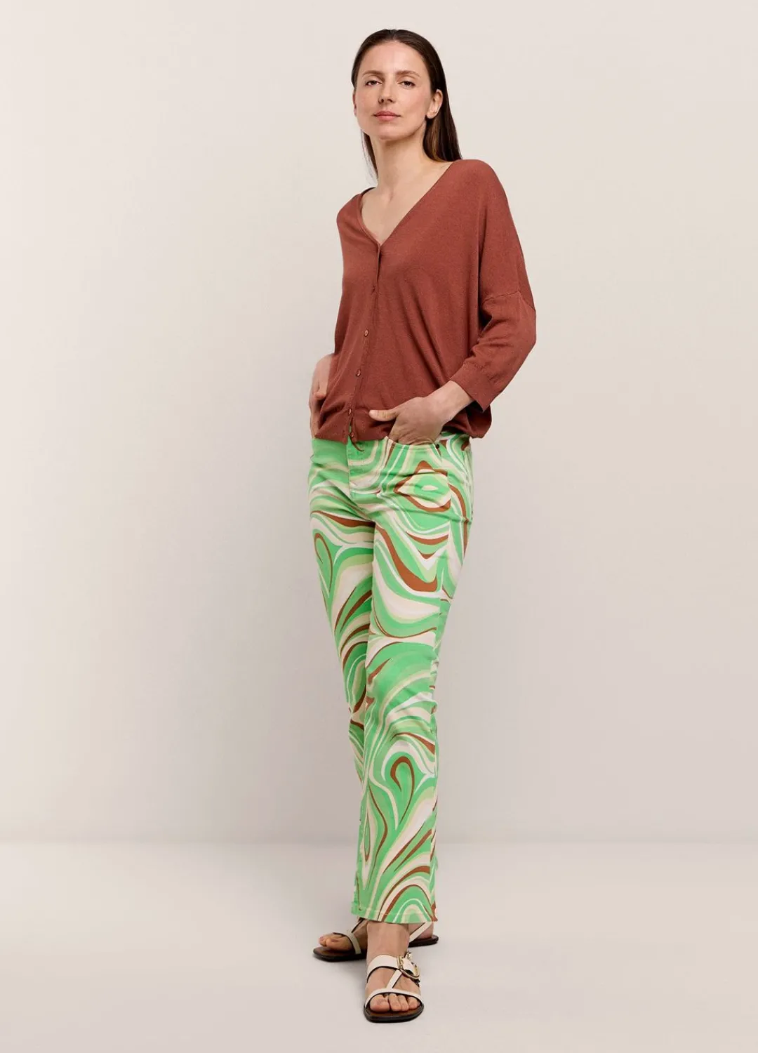 Hot Summum Flared Broek Swirl Green