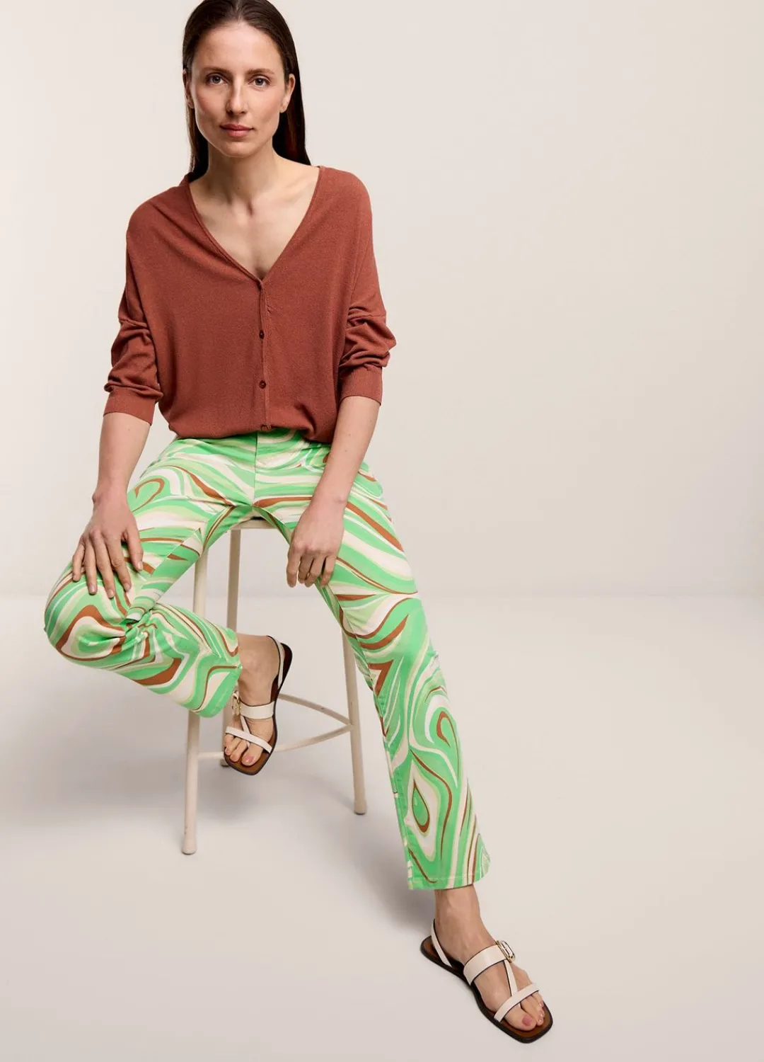Hot Summum Flared Broek Swirl Green