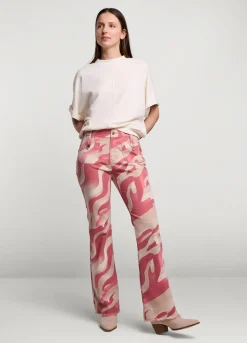 Sale Summum Flared Trousers With Print Pink