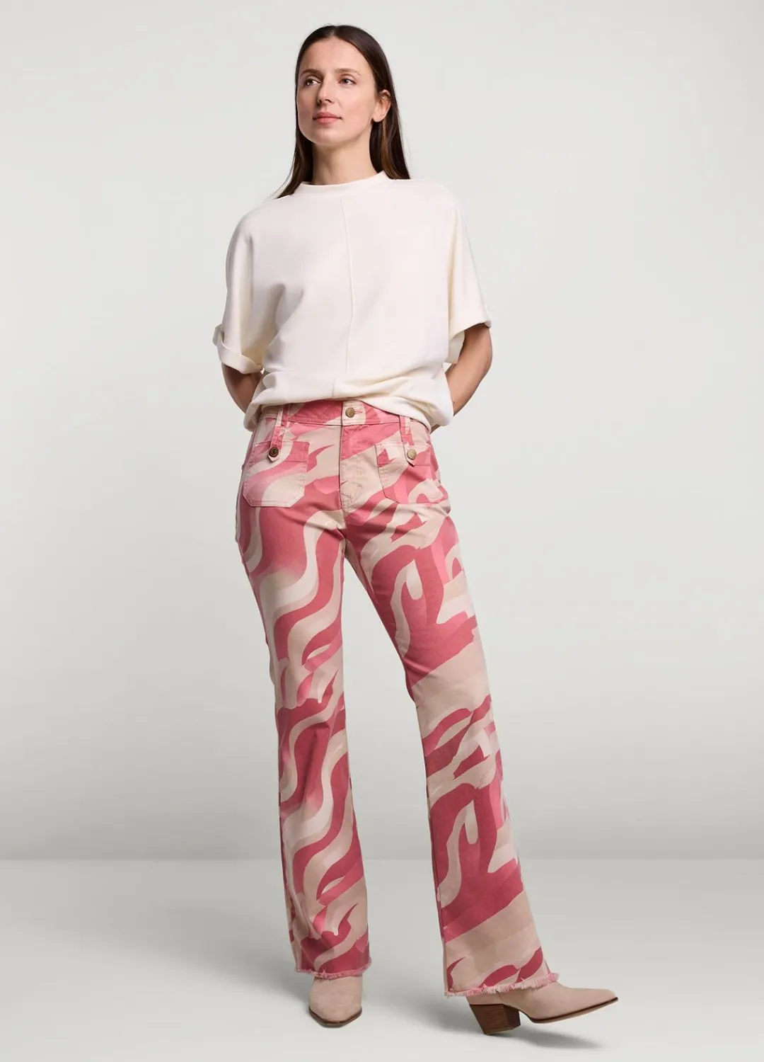 Sale Summum Flared Trousers With Print Pink