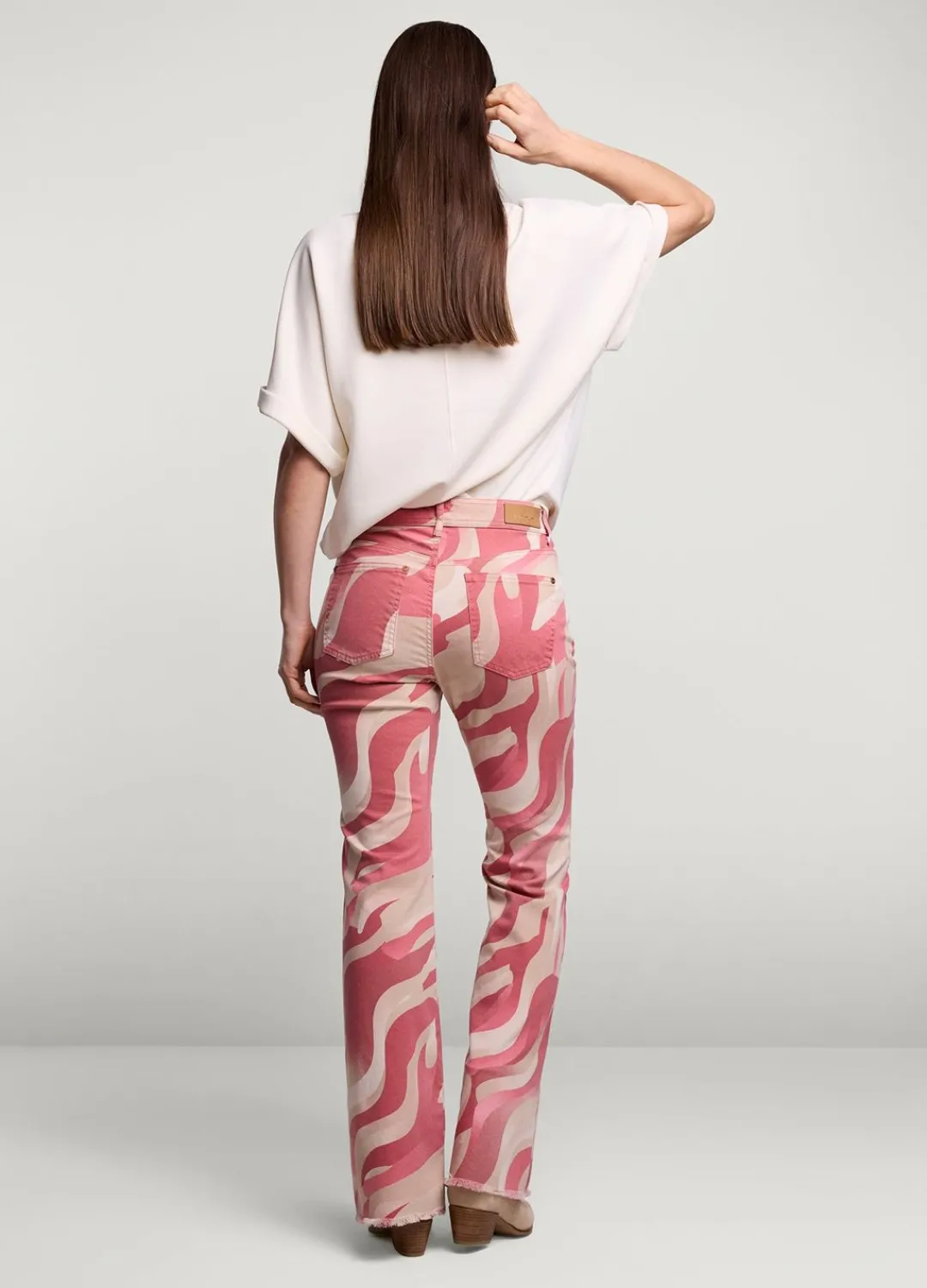 Sale Summum Flared Trousers With Print Pink