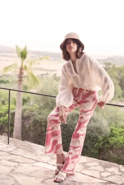 Sale Summum Flared Trousers With Print Pink