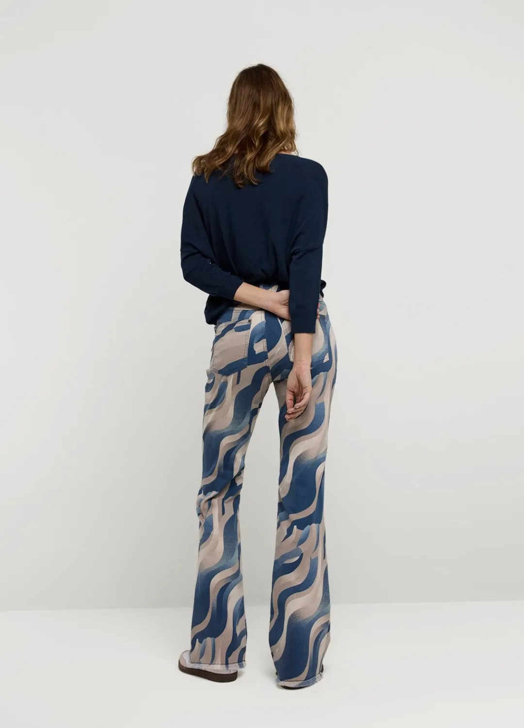New Summum Flared Trousers With Print Blue