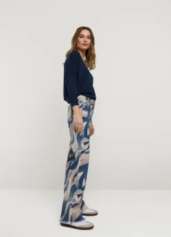 New Summum Flared Trousers With Print Blue