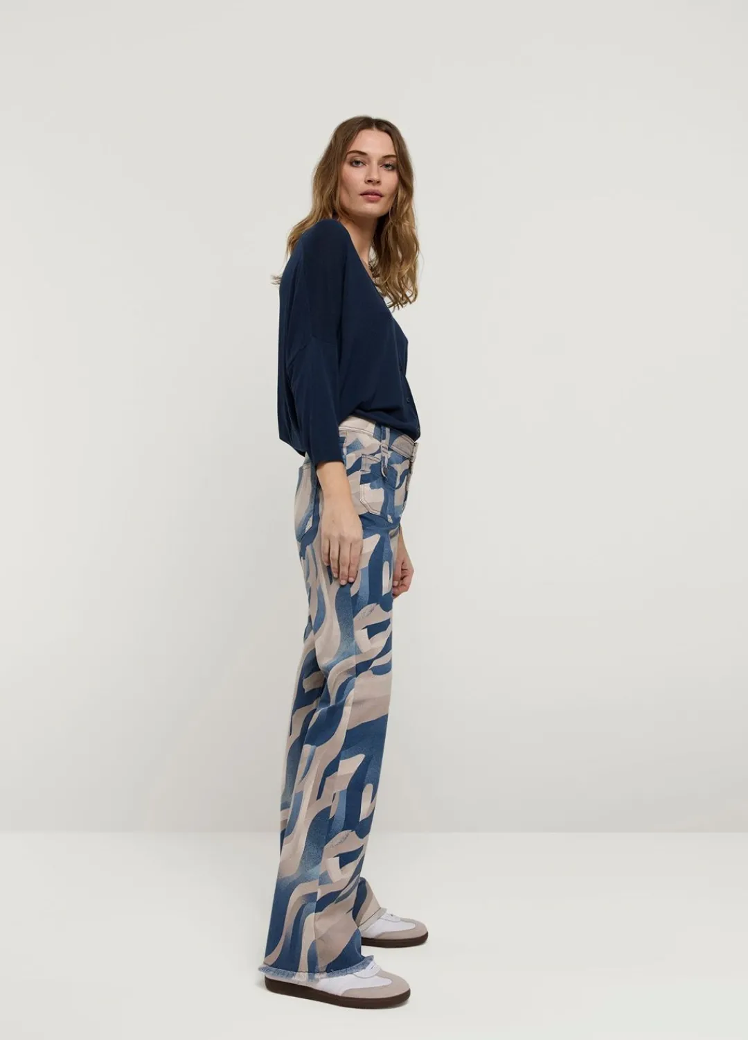 New Summum Flared Trousers With Print Blue
