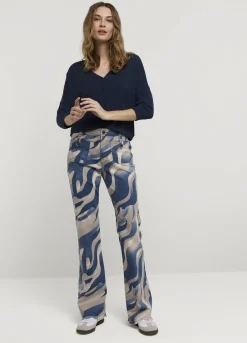 New Summum Flared Trousers With Print Blue