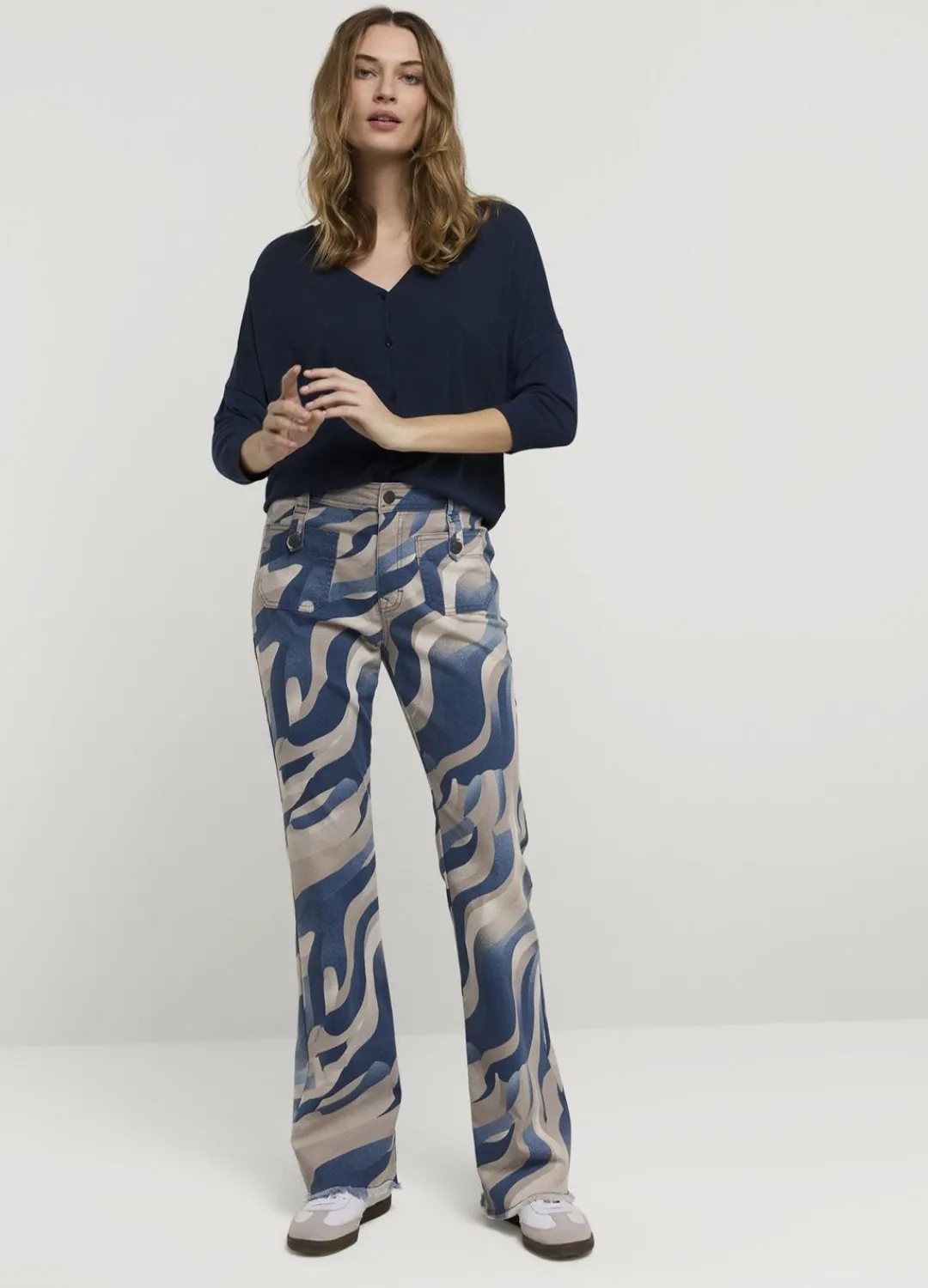 New Summum Flared Trousers With Print Blue