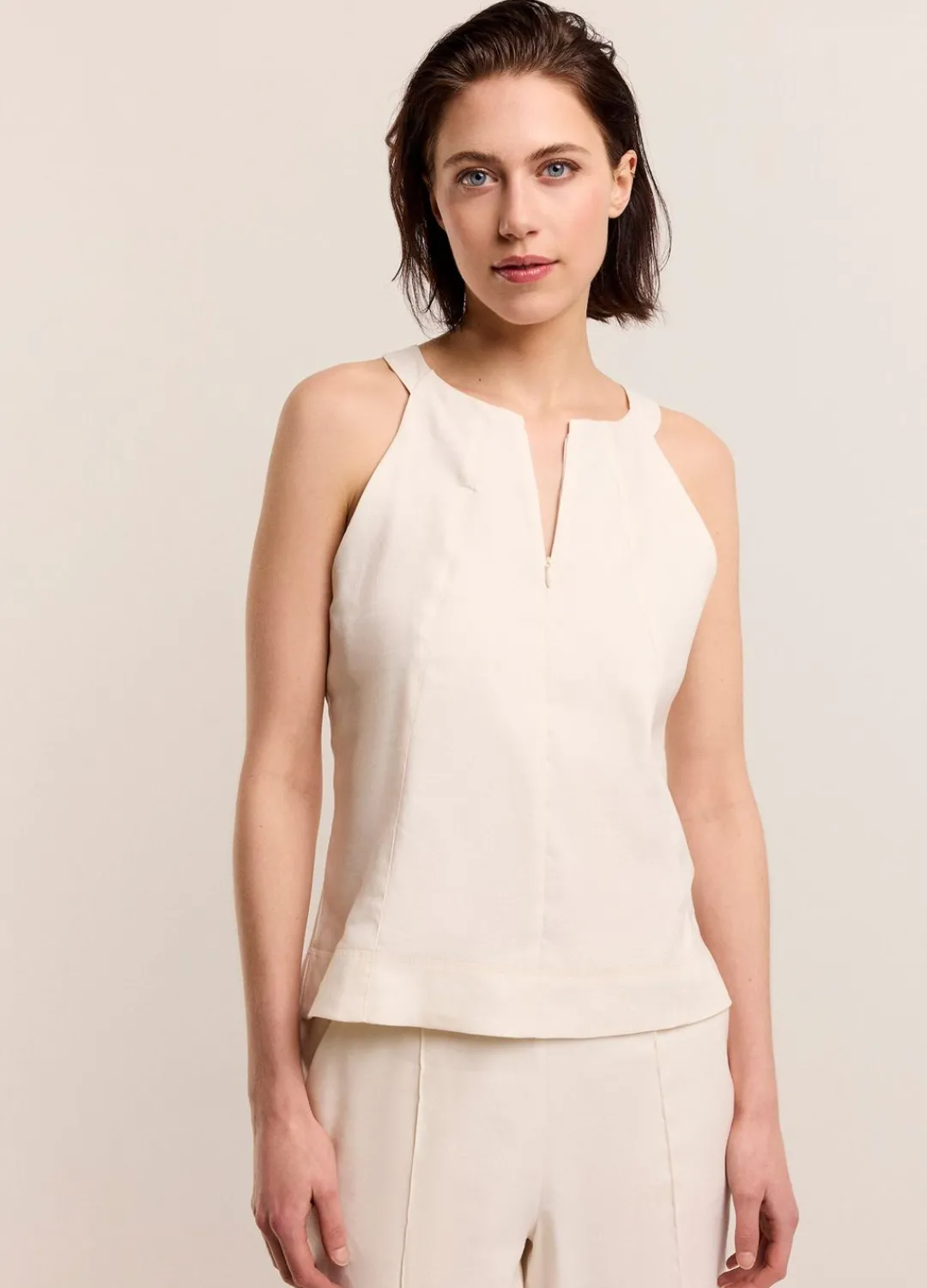 Discount Summum Halter Top With Concealed Zip Creme