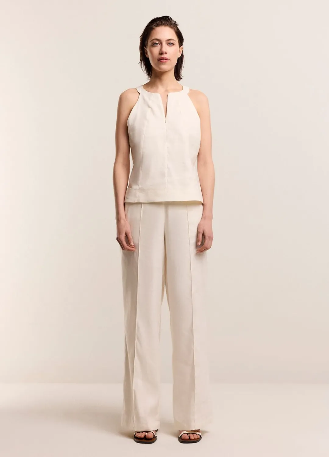 Discount Summum Halter Top With Concealed Zip Creme