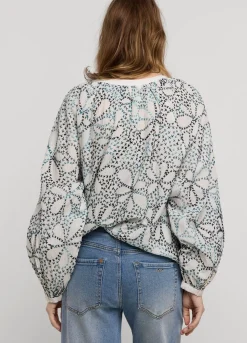 Fashion Summum Hand-Embroidered Blouse Creme