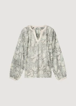 Fashion Summum Hand-Embroidered Blouse Creme