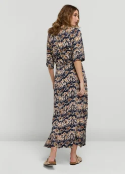 Outlet Summum Ikat Print Dress With Polo Collar Blue