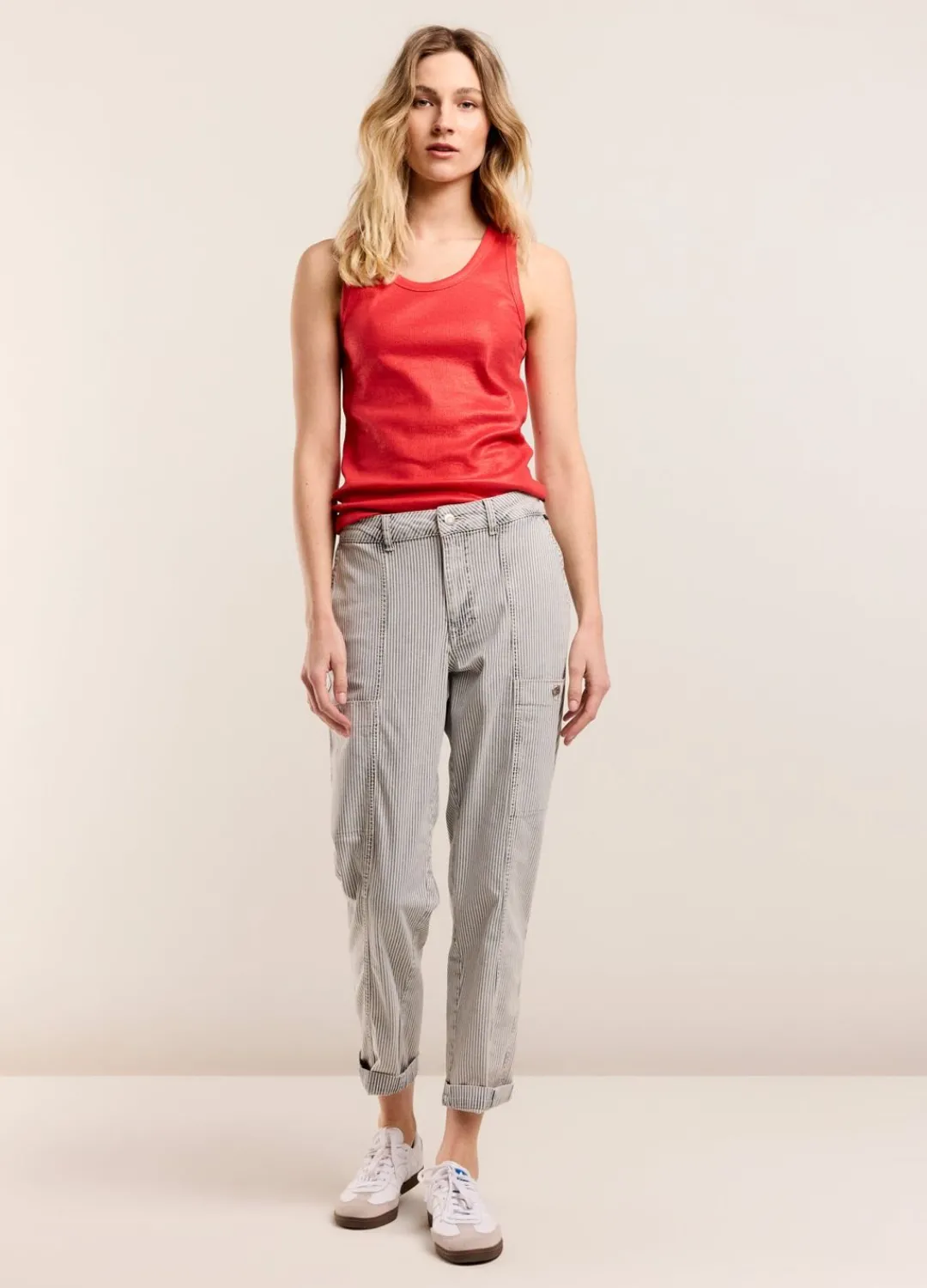 New Summum Indigo Striped Denim Trousers Blue