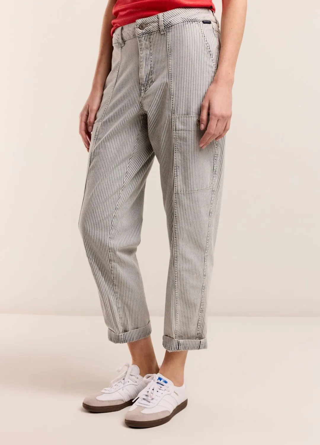 New Summum Indigo Striped Denim Trousers Blue
