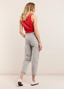 New Summum Indigo Striped Denim Trousers Blue