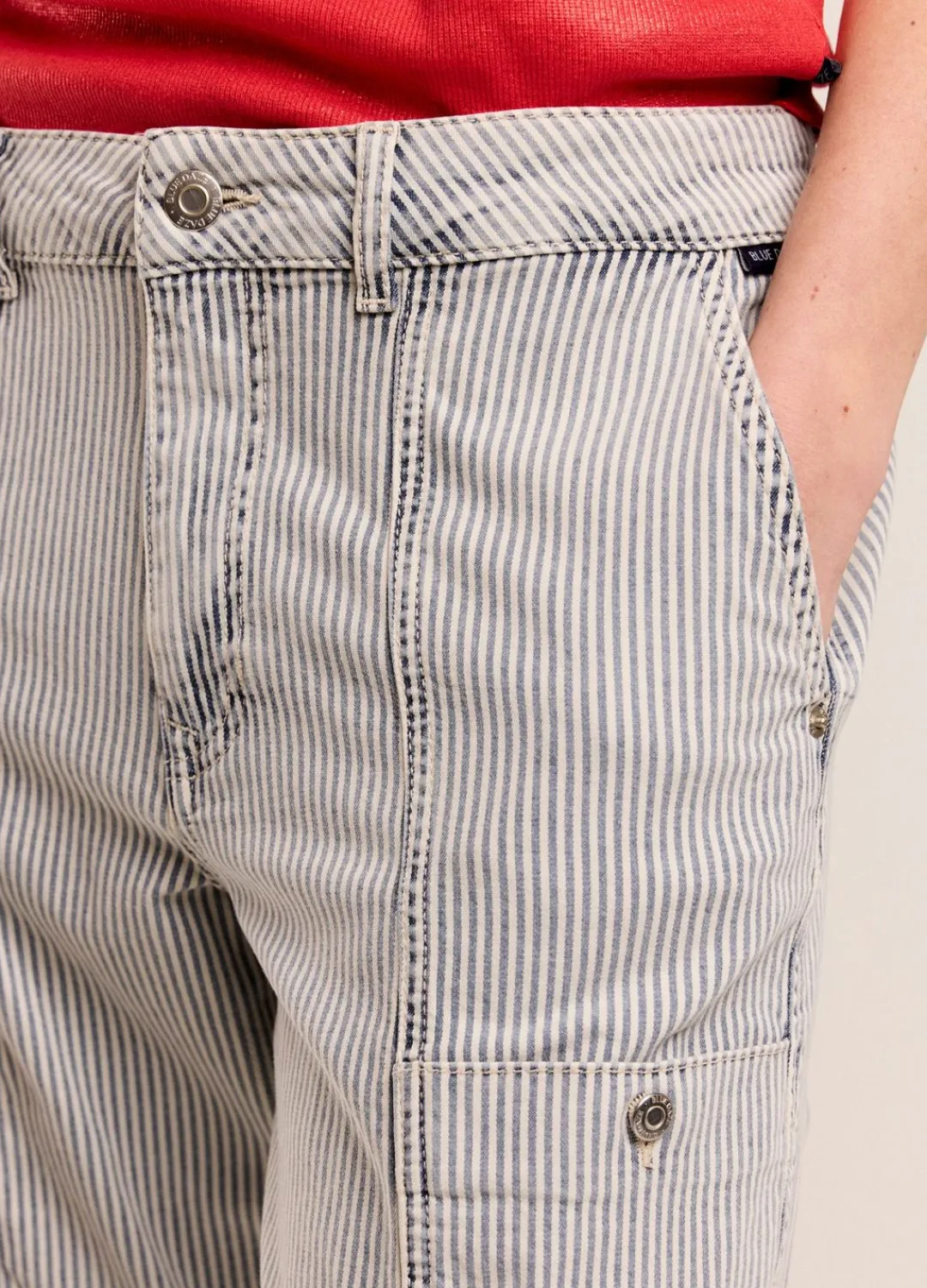 New Summum Indigo Striped Denim Trousers Blue