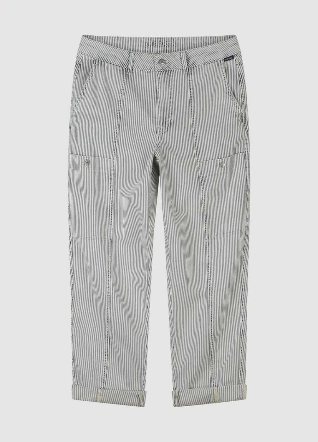 New Summum Indigo Striped Denim Trousers Blue