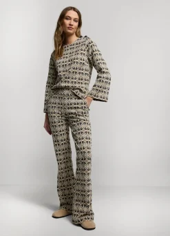 Sale Summum Jacquard Flared Pants Brown