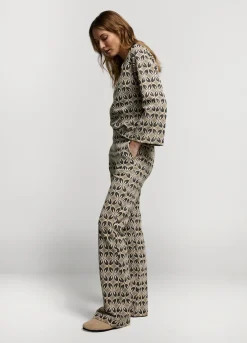 Sale Summum Jacquard Flared Pants Brown