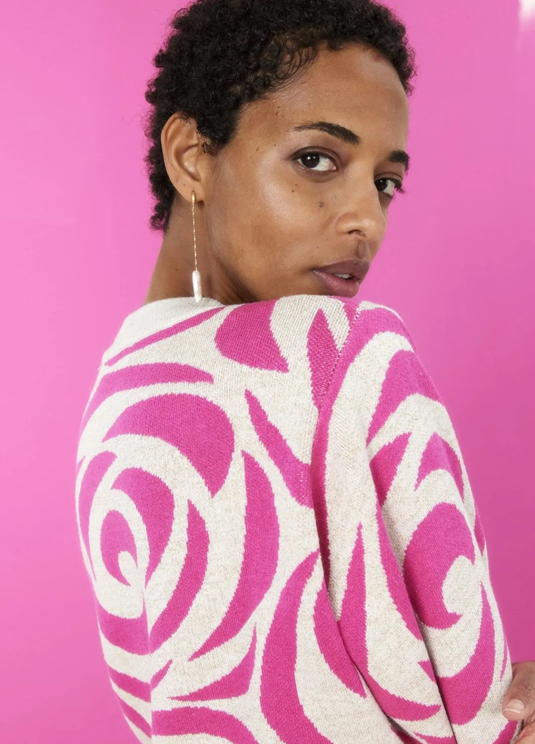 Fashion Summum Jacquard-Knit Jumper Pink