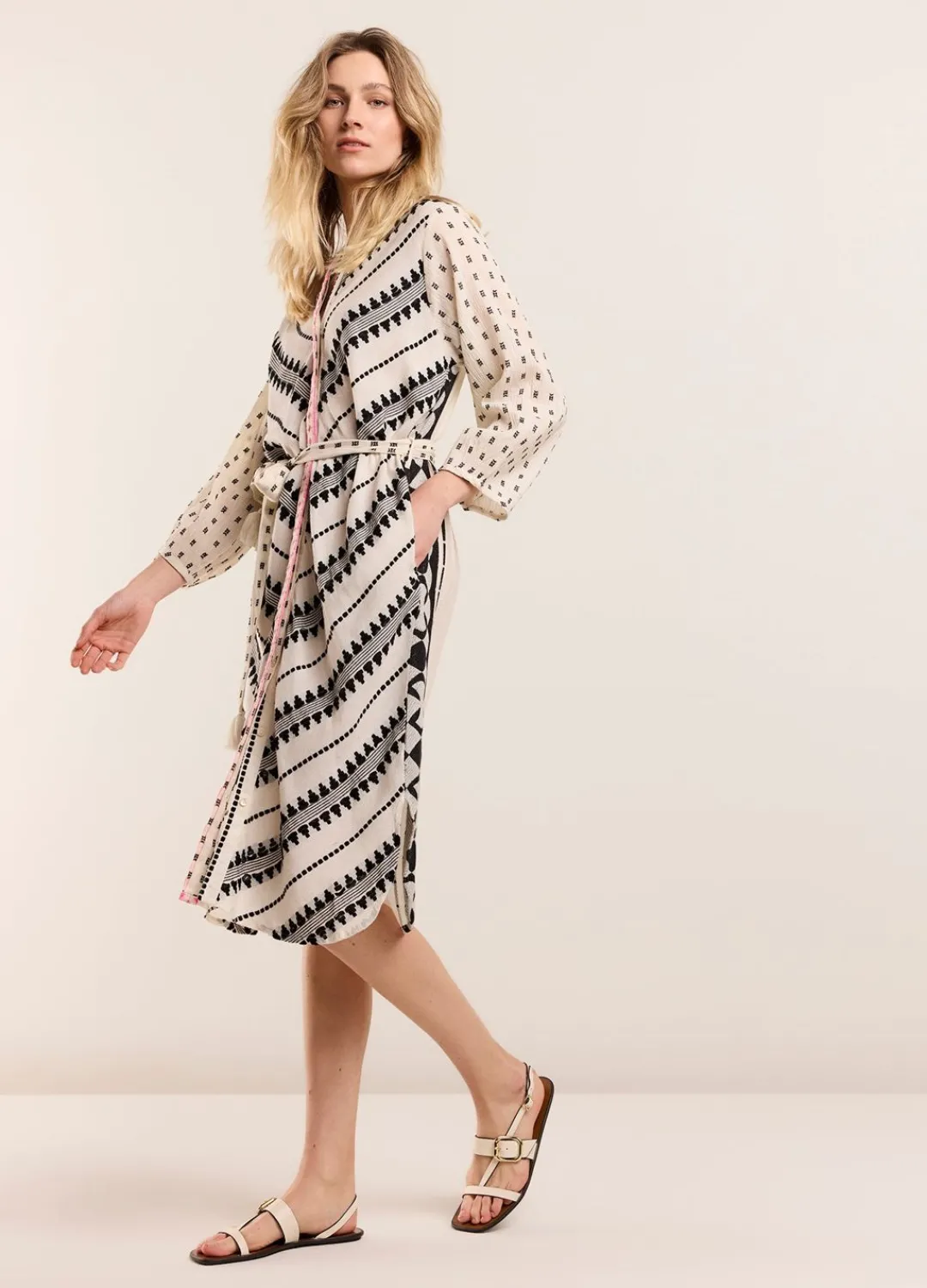Fashion Summum Jaquard Tunic Dress Creme