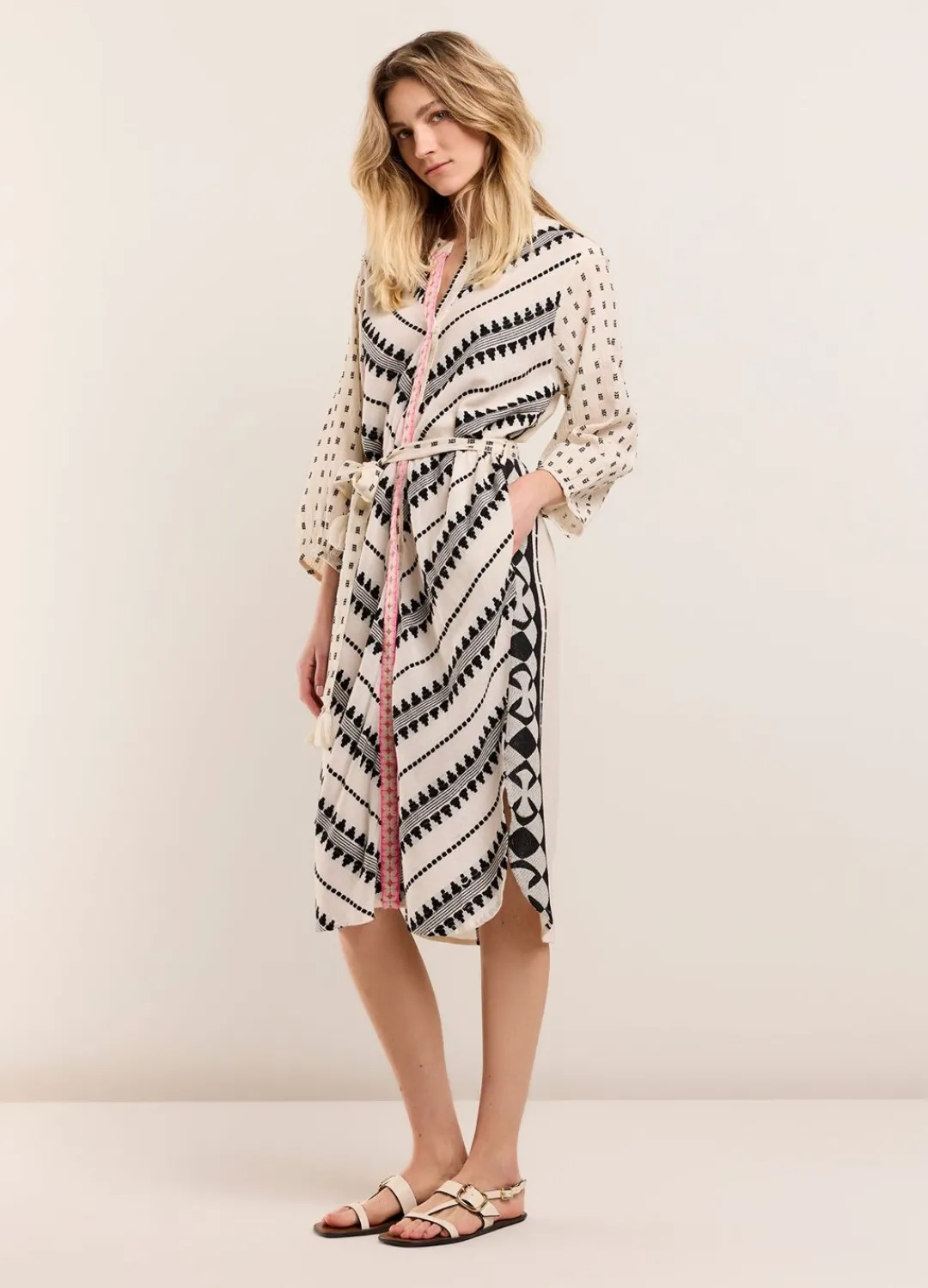 Fashion Summum Jaquard Tunic Dress Creme