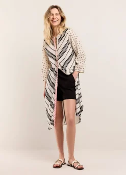 Fashion Summum Jaquard Tunic Dress Creme