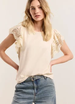 Fashion Summum Jersey Top With Lace Creme