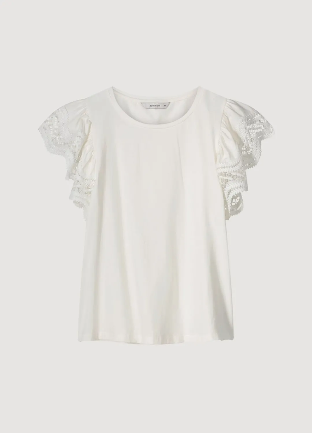Fashion Summum Jersey Top With Lace Creme