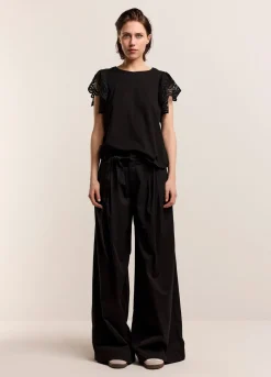 Online Summum Jersey Top With Lace Black
