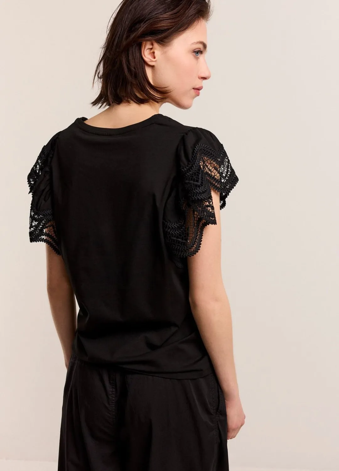 Online Summum Jersey Top With Lace Black