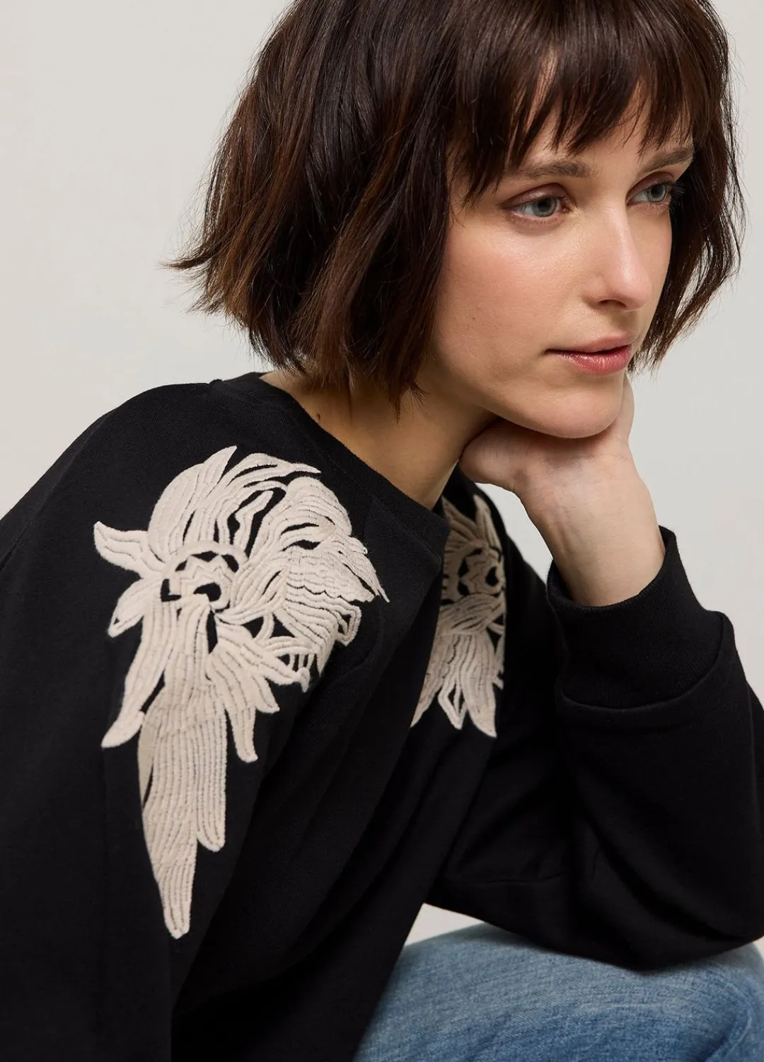 Fashion Summum Jumper With Embroidery Black