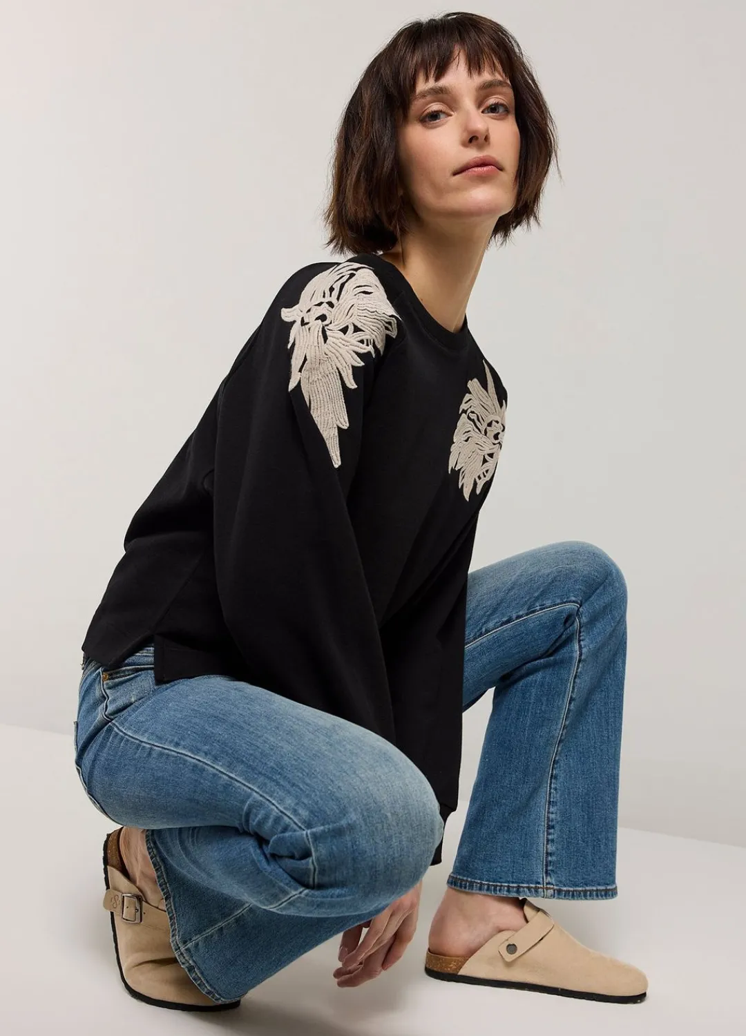 Fashion Summum Jumper With Embroidery Black