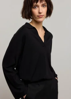 Outlet Summum Jumper With Polo Collar Black