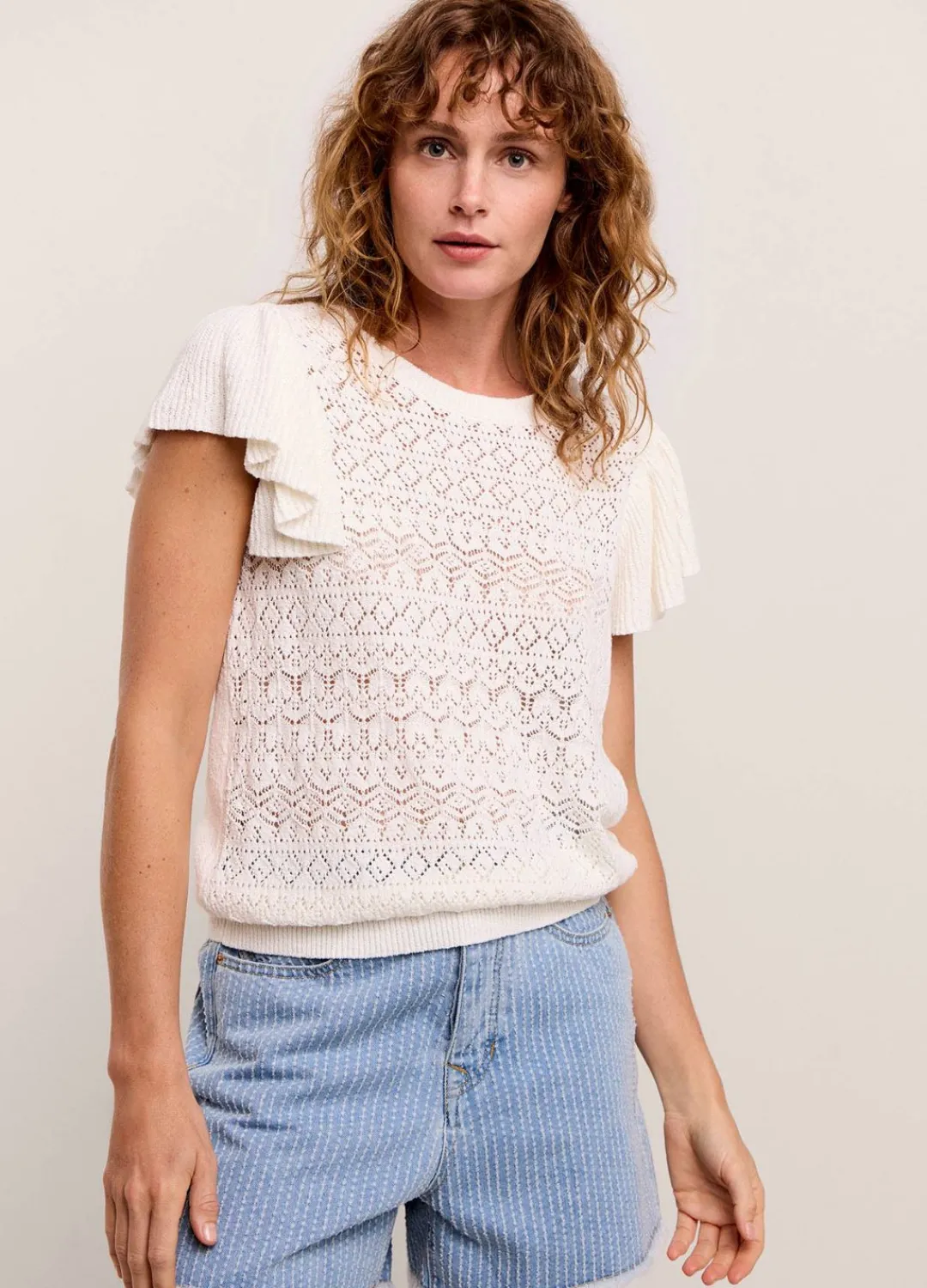 Discount Summum Jumper With Volants White