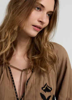 Fashion Summum Linen Blend Blouse Grey
