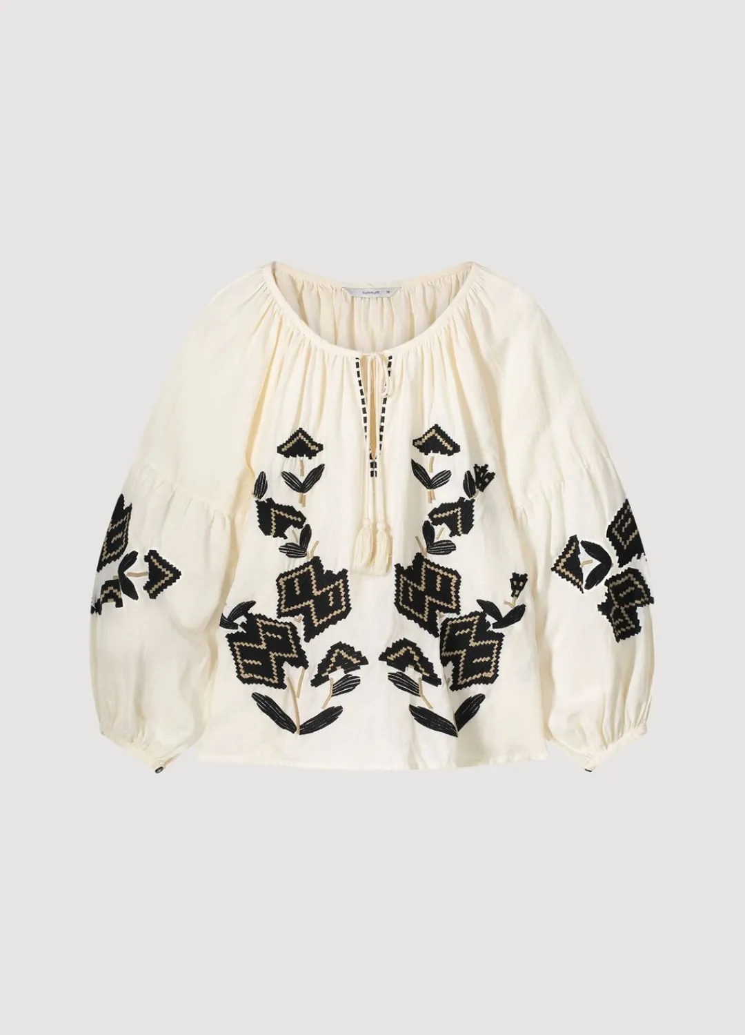 Outlet Summum Linen Blend Blouse Creme