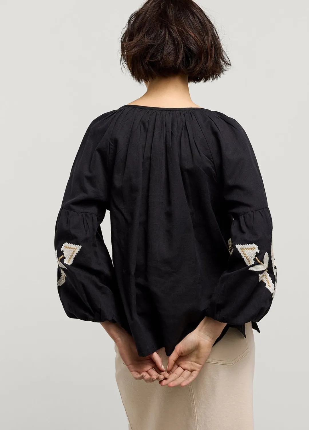 Clearance Summum Linen-Blend Blouse Black