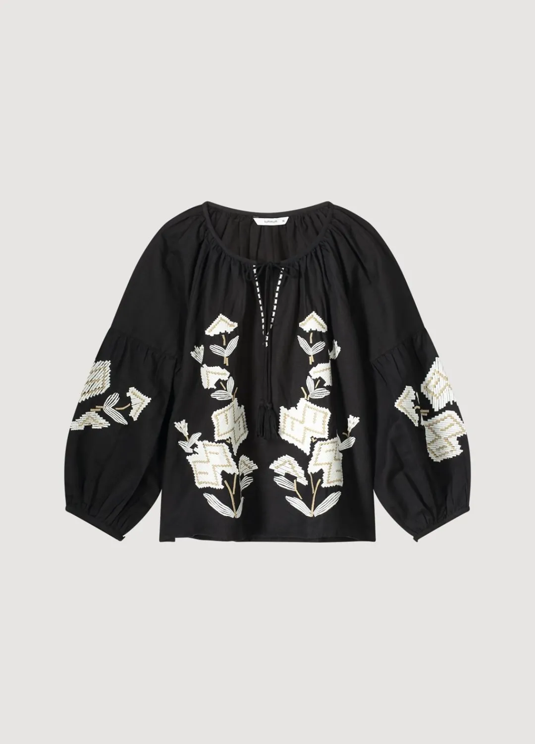 Clearance Summum Linen-Blend Blouse Black