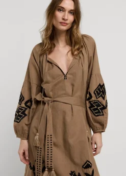Outlet Summum Long Dress With Embroidery Grey