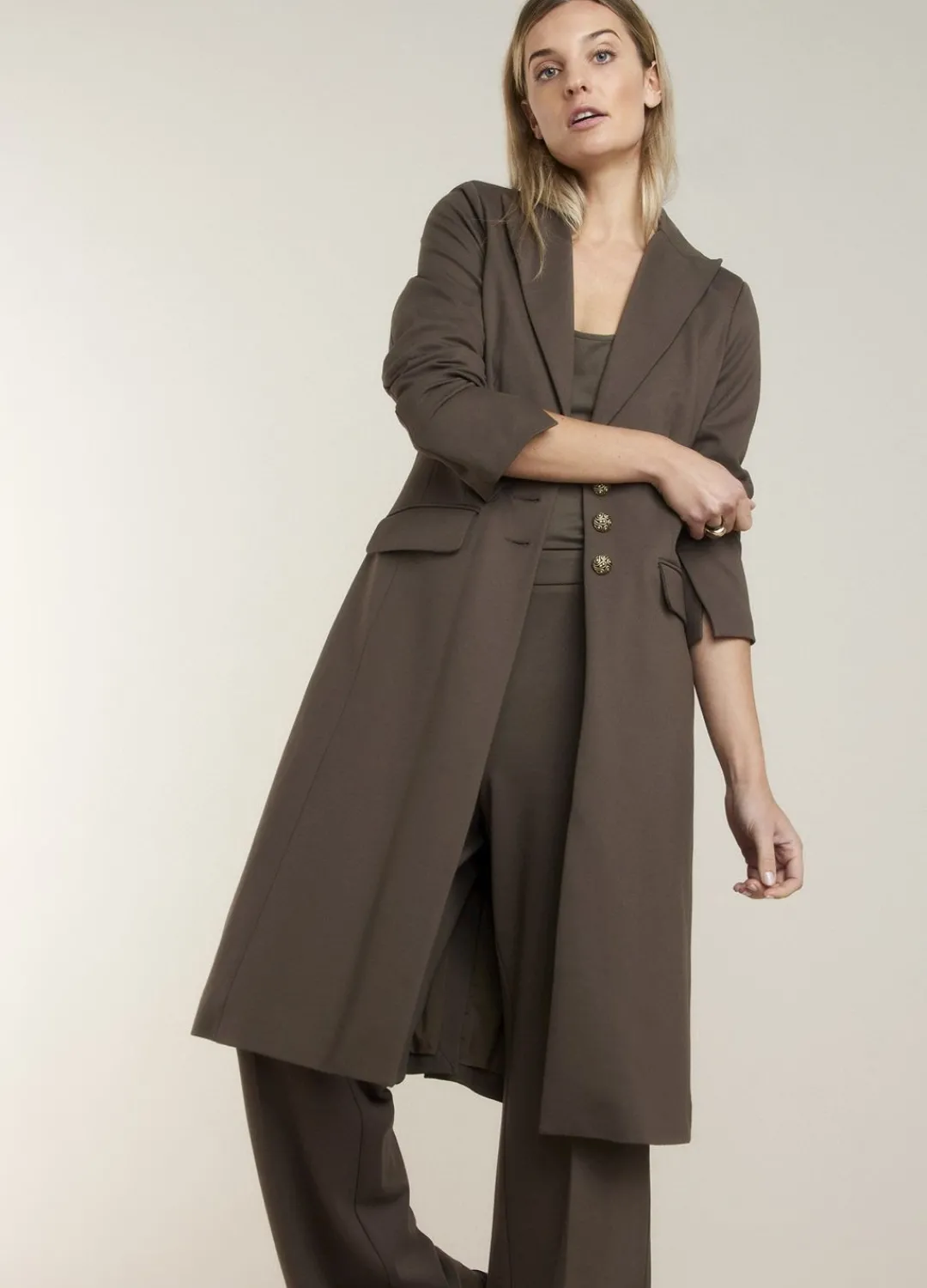 Hot Summum Long Fitted Blazer Green